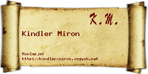 Kindler Miron névjegykártya